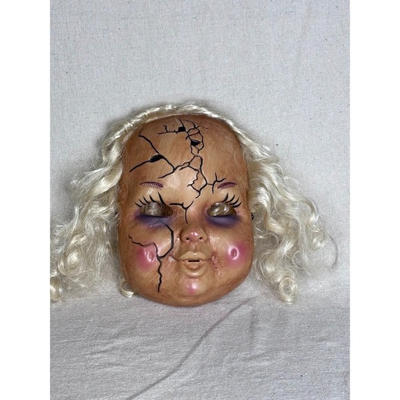 Scary Creepy Doll Halloween Mask Bride Of Chucky Blonde Hair - Picture 1 of 6